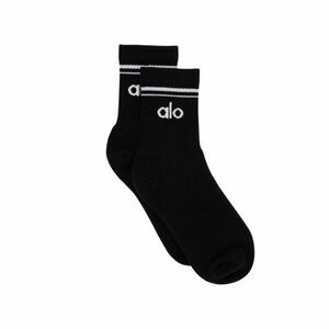 Alo Yoga Unisex Half-Crew Throwback Sock Black/White Authentic New Size M NWT